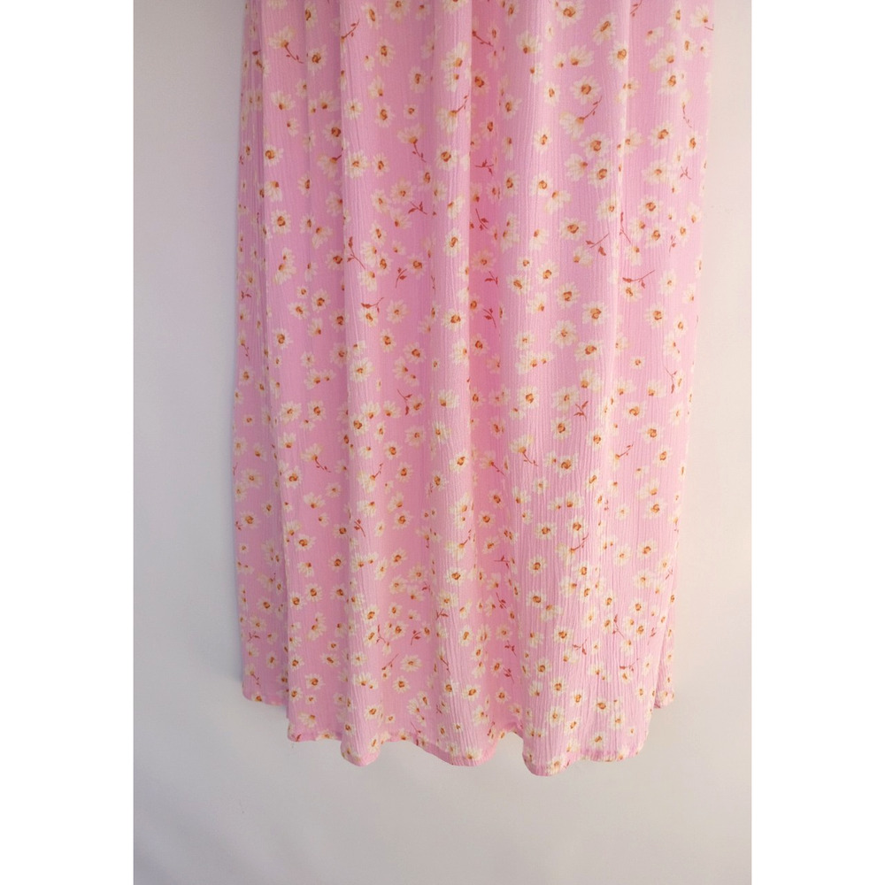BillaBong Swept Away Midi Dress Pink Floral Puff Sleeve Smocked Cottagecore M - Picture 5 of 16